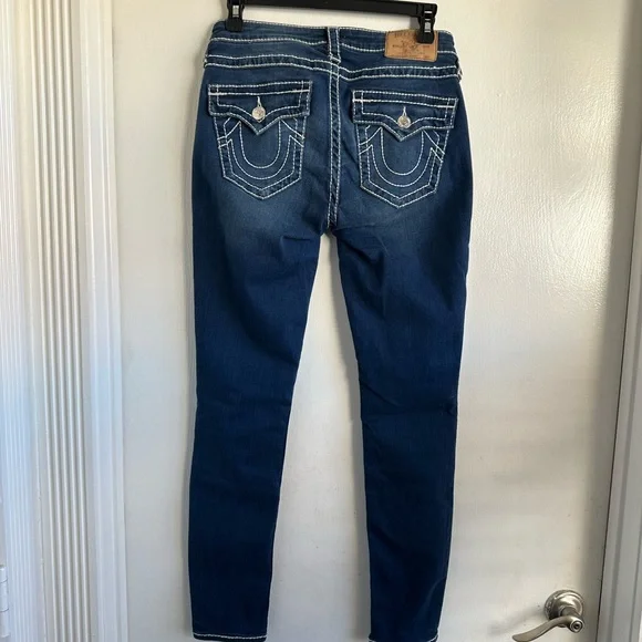 True Religion Women's Blue Denim Curvy Skinny Stretchy Jeans Size 27 - Picture 1 of 12